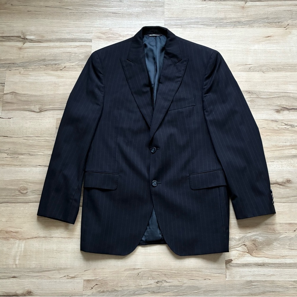 Gary Waters Jack Victor 100% Wool Classic Pinstripe Black Men's Blazer 40S